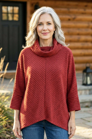 Pleated Fleece Cowl Neck Tunic