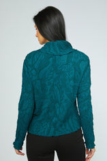 Sculpted Floral Drape Collar Top