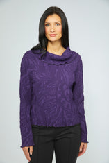 Sculpted Floral Drape Collar Top