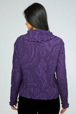 Sculpted Floral Drape Collar Top