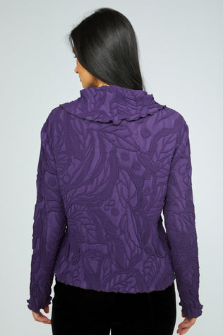 Sculpted Floral Drape Collar Top