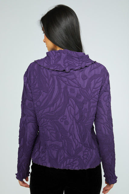 Sculpted Floral Drape Collar Top