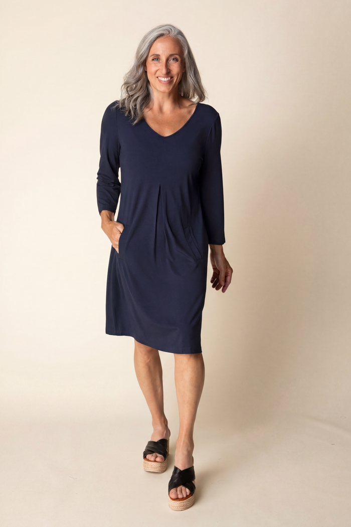 Core Travel Pleat-Front Dress