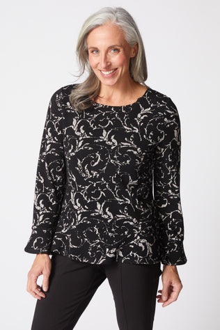 Jacquard Scroll Peplum Top