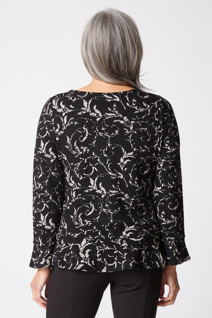 Jacquard Scroll Peplum Top