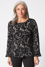 Jacquard Scroll Peplum Top