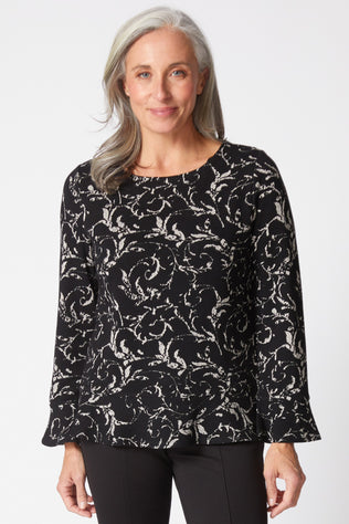 Jacquard Scroll Peplum Top