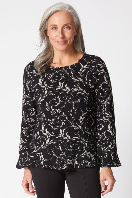Jacquard Scroll Peplum Top