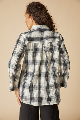 Crinkle Windowpane Tab Shirt