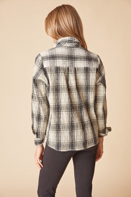 Crinkle Windowpane Chill Pullover