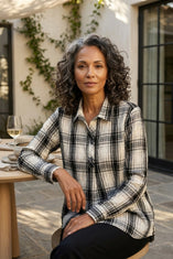 Crinkle Windowpane Chill Pullover