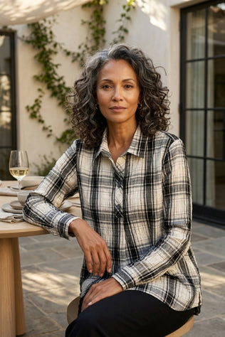 Crinkle Windowpane Chill Pullover