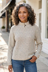 Speckled Mock Neck Sweater