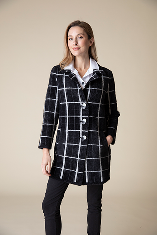 Windowpane Jacquard Car Coat