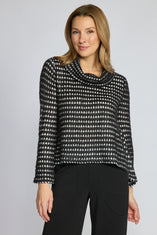 Textured Dot Cowl Neck Knit Sweater