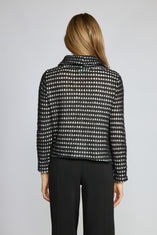 Textured Dot Cowl Neck Knit Sweater
