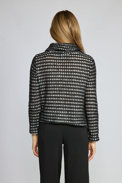 Textured Dot Cowl Neck Knit Sweater