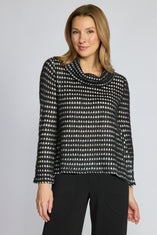 Textured Dot Cowl Neck Knit Sweater