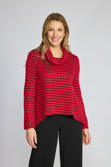 Textured Dot Cowl Neck Knit Sweater