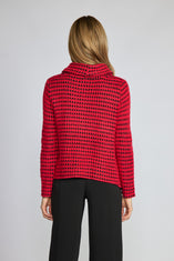 Textured Dot Cowl Neck Knit Sweater