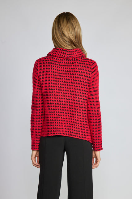 Textured Dot Cowl Neck Knit Sweater