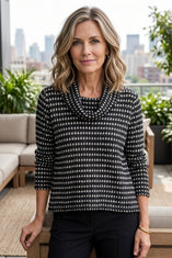 Textured Dot Cowl Neck Knit Sweater