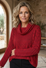 Textured Dot Cowl Neck Knit Sweater