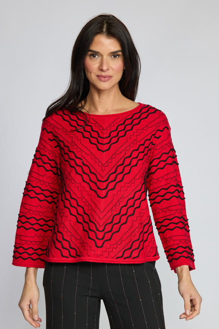 Textured Chevron Embroidered Top