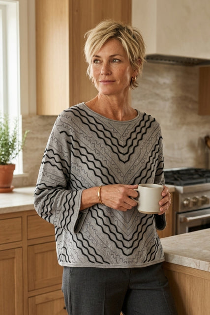 Textured Chevron Embroidered Top