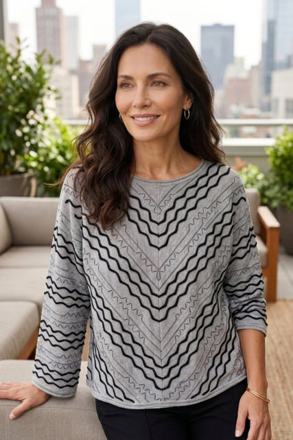 Textured Chevron Embroidered Top