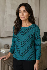 Textured Chevron Embroidered Top