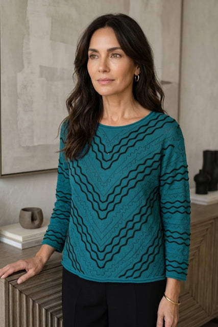 Textured Chevron Embroidered Top