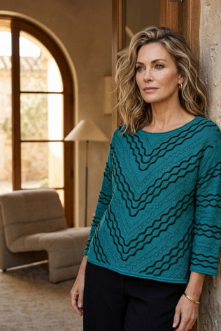 Textured Chevron Embroidered Top