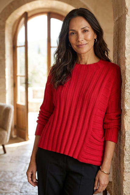 Statement Rib Pocket Pullover Sweater