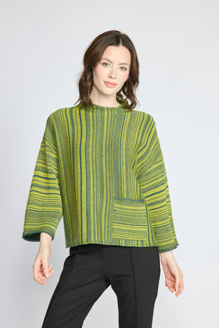 Reverse Stripe Funnel Neck Sweater