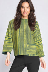 Reverse Stripe Funnel Neck Sweater