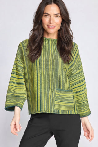 Reverse Stripe Funnel Neck Sweater
