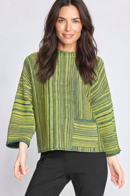 Reverse Stripe Funnel Neck Sweater
