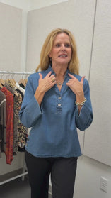Stretch Denim Henley Top